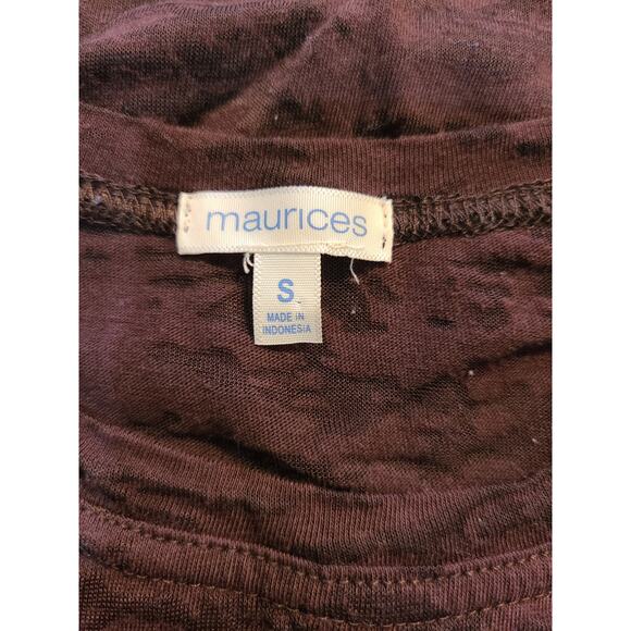 Maurices small womens semi sheer long sleeve brown blouse - Picture 4 of 8